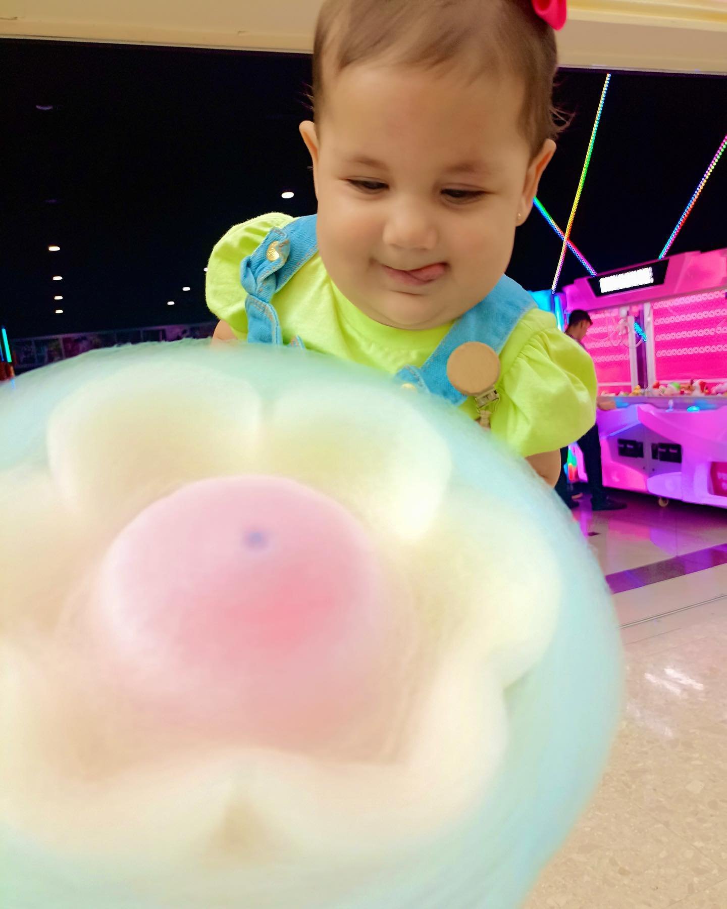 Happy customer with cotton candy