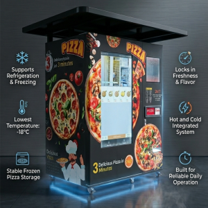 Nova Vending Pizza-Automat mit Kühl- und Gefrierfunktion, -18°C Tiefkühlung und integriertem Heiß-Kalt-System