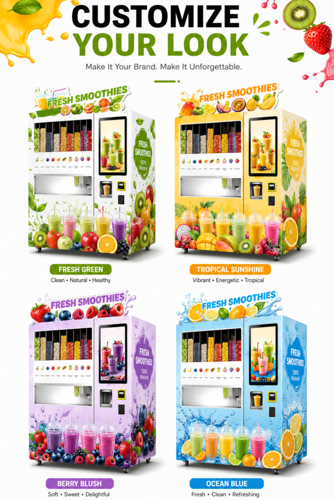 Nova Vending fresh smoothie vending machine custom design options
